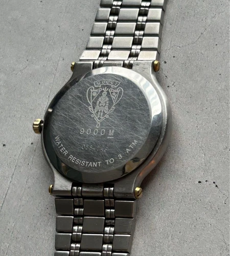 Gucci Men Wristwatch 9000M Black Round Silver Gold Quartz Analog No Work 115049 - Picture 7 of 11