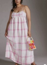 Anthropologie By Maeve 100% Linen Tie Back Maxi Dress Medium