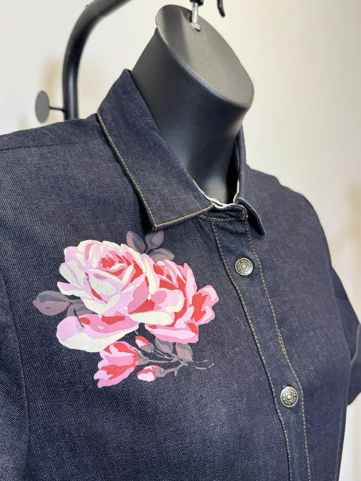 Vestido Kate Spade New York Denim Abotonado 14 Broome Street Roses Nuevo sin Etiquetas Foto 2 de 4