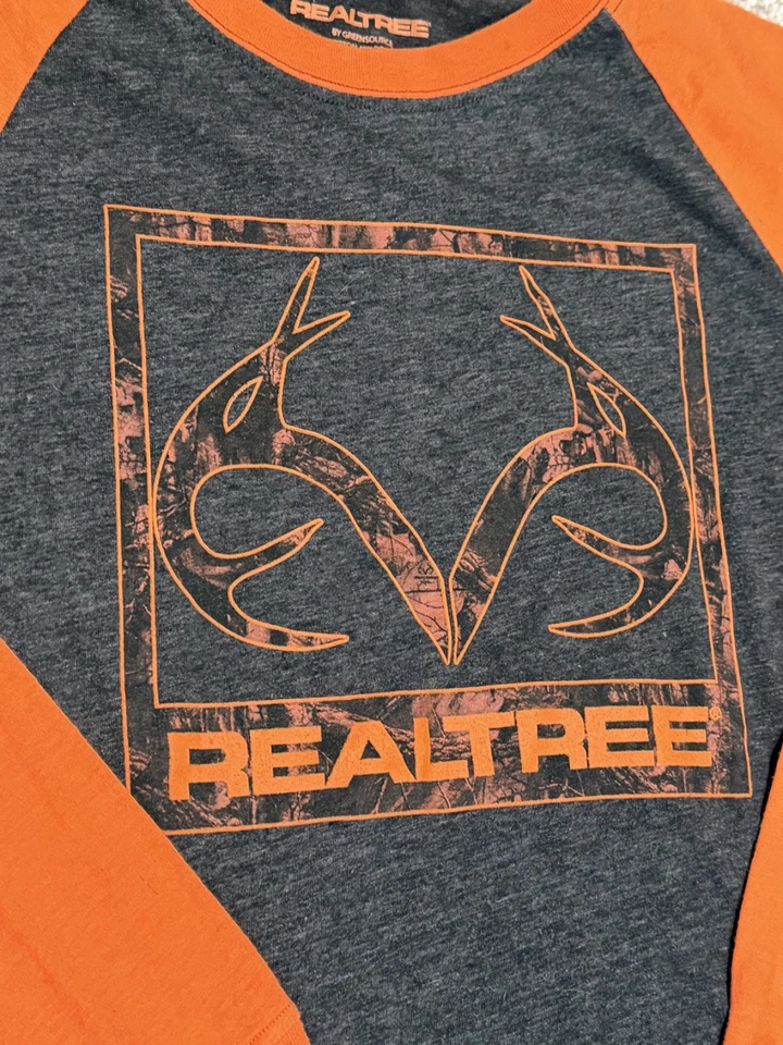 Realtree By Green Source Boy's Large 10/12  Long Sleeve T Shirt Orange Sleeves - Image 2 of 4