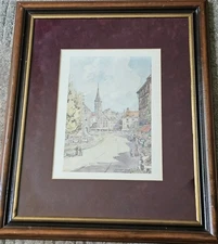 Amsterdam Holland Street View Water Color approx 8x11 inches Edward E. W(?)