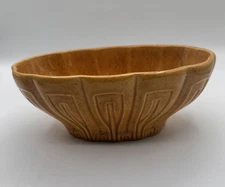 Vintage Haeger Pottery Oval Bowl Planter Harvest Gold Yellow Ribbed 4020B USA