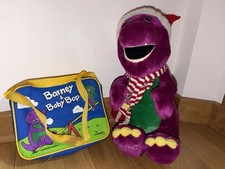 Lot Of 1992 Vtg Barney Lunch Box Christmas Dinosaur Plush Animal 21 Xmas See