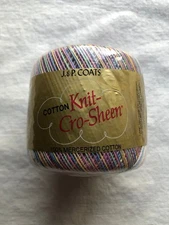 J&P Coats Knit-Cro-Sheen Cotton Crochet Thread Color #165 Pastels 150 yards