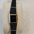 Seiko Quartz Women's Vintage 1980s Rectangular Gold Tone Black Roman Dial