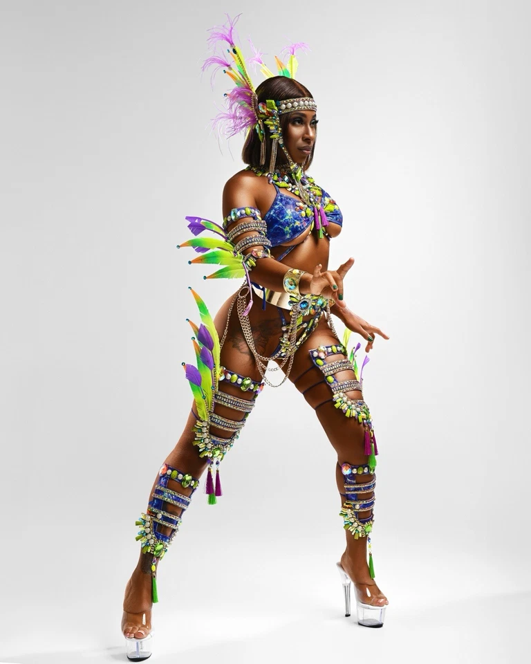 Carnival Costume Feathered. Caribbean Samba Dress Up Mardi Gras - Image 2 of 2