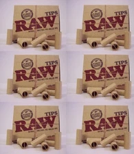 6 Boxes RAW PRE ROLLED TIPS (126) Natural prerolled for cigarette rolling paper 