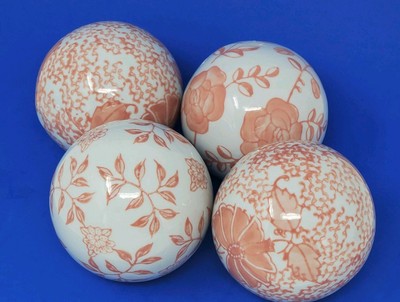 Decorative Ceramic Porcelain Carpet Balls Rust Orange Red White