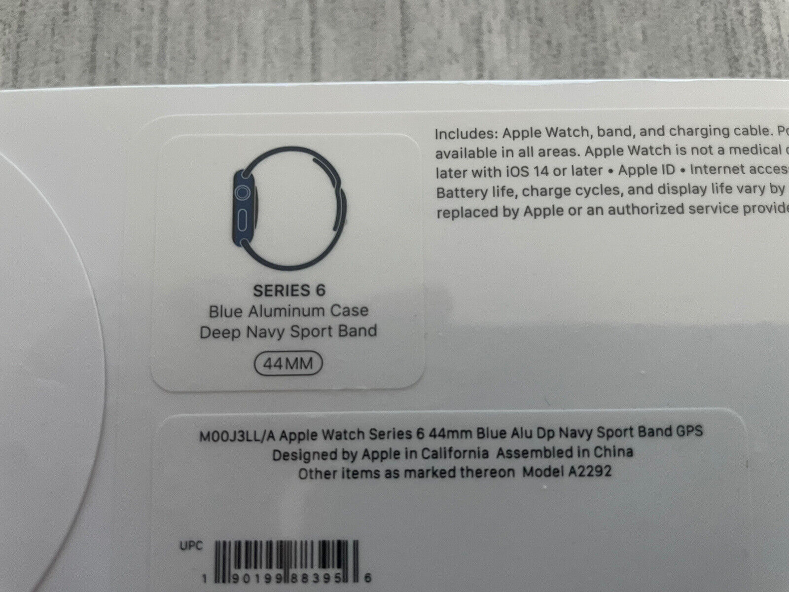 Apple Watch Series 6 44mm Blue Aluminum Case Deep Navy Sport Band