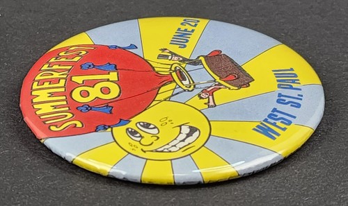 Vintage West St Paul Minnesota 1981 Summerfest Button Pinback MN Sun Balloon - Picture 6 of 10