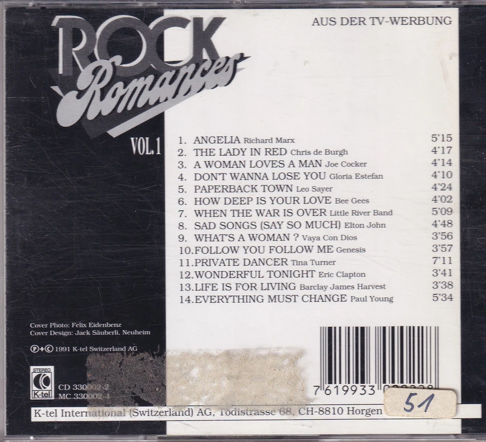 Rock Romances - Elton John, Bee Gees, Tina Turner - CD -345- near mint - Bild 2 von 2