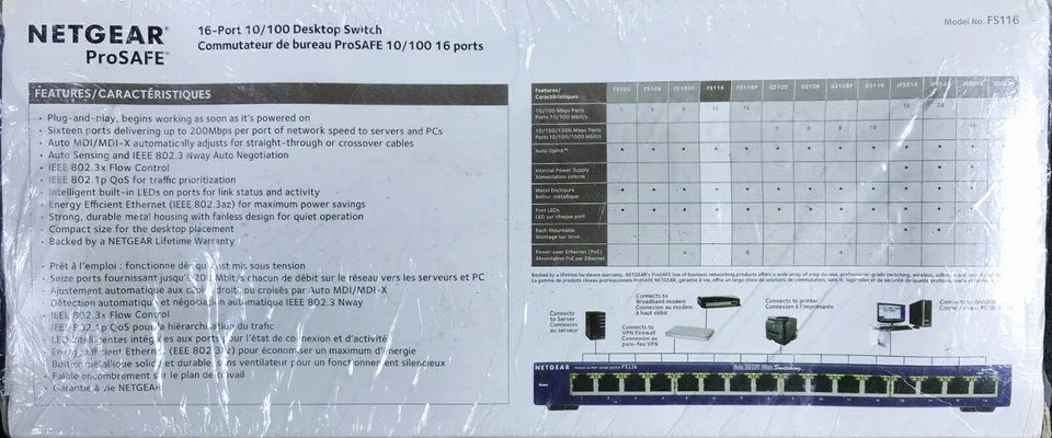 NETGEAR ProSafe Gigabit FS116 16-Ports Rack-Mountable/Desktop Ethernet Switch - Image 3 of 4