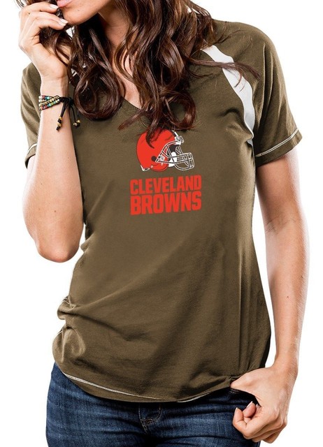 NEW! NFL CLEVELAND BROWNS Women's V-Neck T-Shirt GO FOR TWO Size Med & Large M L | eBay