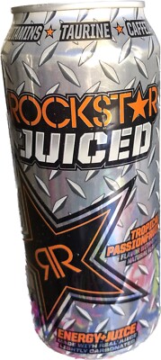 RARE ROCKSTAR ENERGY JUICED TROPICAL PASSIONFRUIT DRINK 1 FULL 16 FLOZ CAN