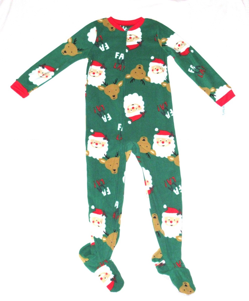Carters Fleece Footed Pajama Blanket Sleeper 10 12 14 Christmas  Santa