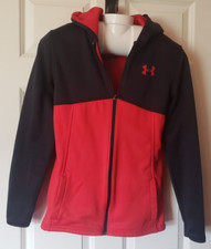 Under Armour Womens / Girls Zip Up Hoodie Red / Black YXL