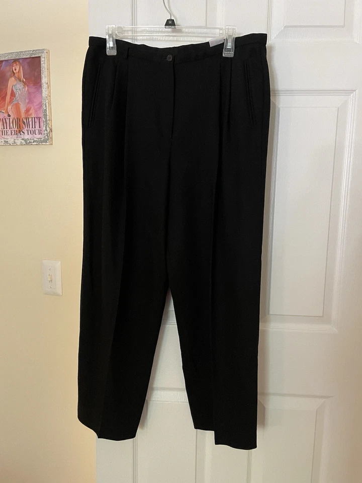 Pantalones plisados negros vintage cintura alta talla 14 Giorgio Armani Le Collezioni