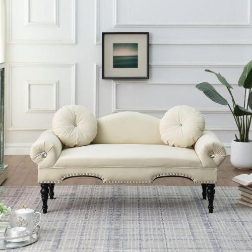 54"Width Modern Velvet Upholstered Loveseat Sofa Accent Bedside Entryway Bench S