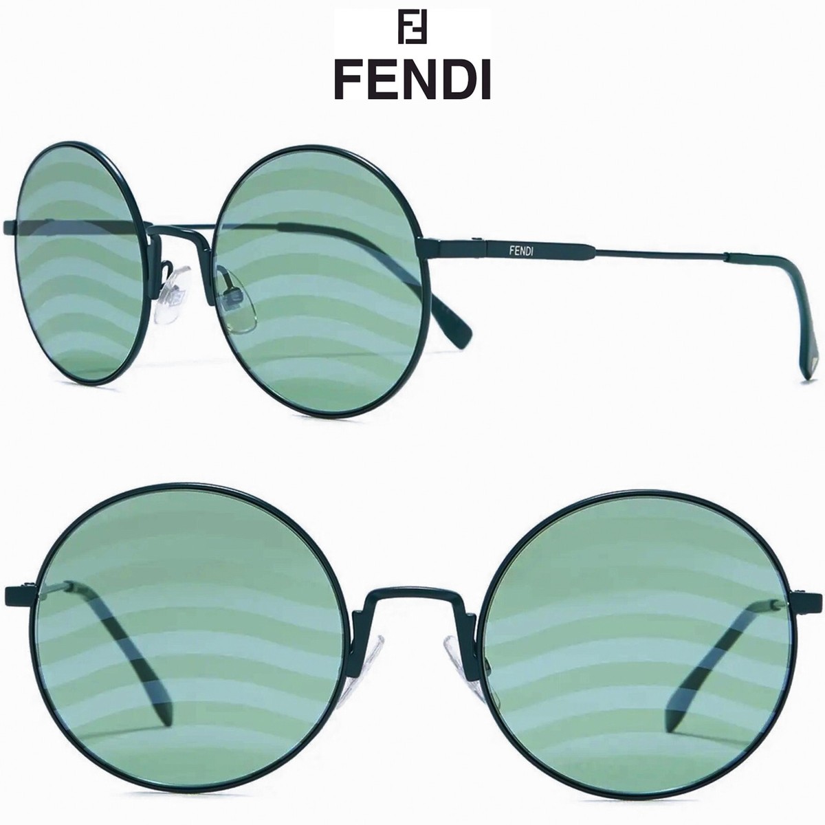 FENDI NWT $495 FF0248/S 1EDXR MATT GEEN TURQUOISE WAVES ROUND