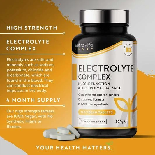 Electrolyte Complex with Magnesium, Potassium & Calcium - 240 Vegan Tablets - Image 3 of 4