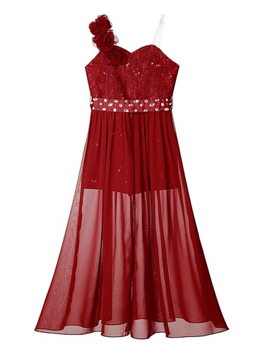 Kids Girls Sequin Pageant Prom Ball Gowns High Low Chiffon Wedding Party Dress - Picture 17 of 78
