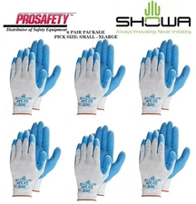 6- ATLAS 300 BLUE RUBBER Palm Coated General Purpose PROTECTIVE WORK GLOVES S-2X