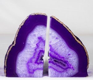 Agate-Bookends-Geode-Crystal-Polished-Quartz-Druzy-Brazil-Specimen