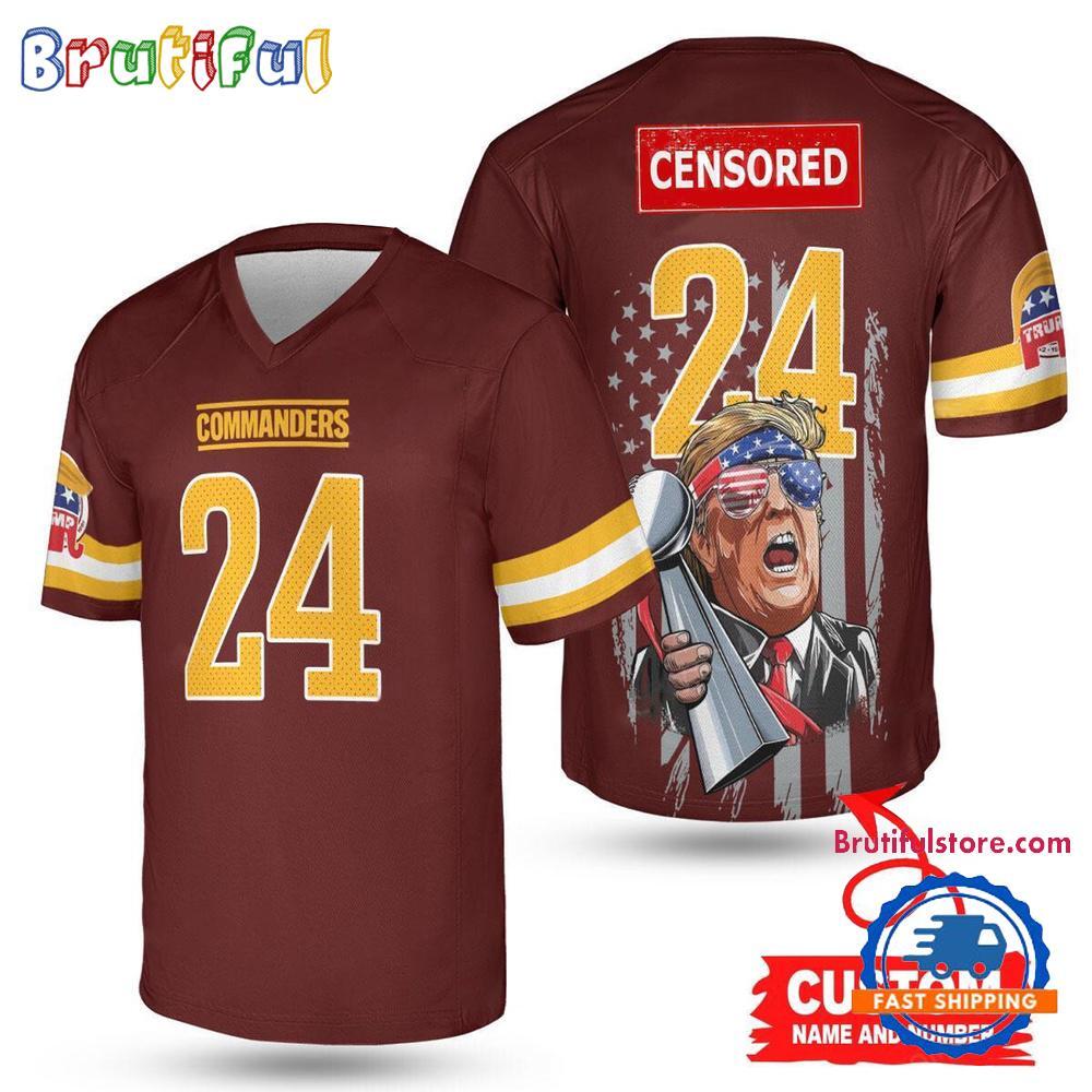 Washington Commanders Donald Trump Super Bowl Trophy Football Jersey Unisex