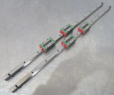 C196934 Lot 2 Hiwin EG15 Linear Slide Rails (640mm long) w/(4) EGH15CAC Bearings