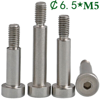 Uxcell 304 Stainless Steel Hex Socket Shoulder Bolt – 6mm Shoulder Dia, 50mm Shoulder Length, M5 Thread, 5-Pack
