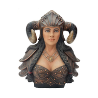 BüSte Eines Kriegers In Einem Helm Mit HöRnern Statue Wikinger Statuen Figuren