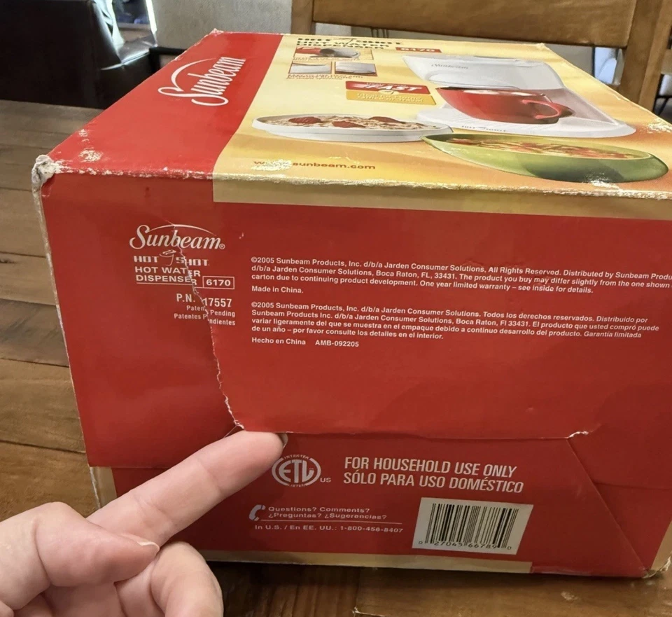 Dispensador de agua caliente Sunbeam Hot Shot 6170 16 oz calentamiento rápido blanco (caja abierta) Foto 3 de 4