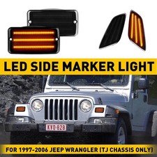 4PC Bumper Smoke Signal Fender Side Marker Lights For 1997-2006 Jeep Wrangler TJ