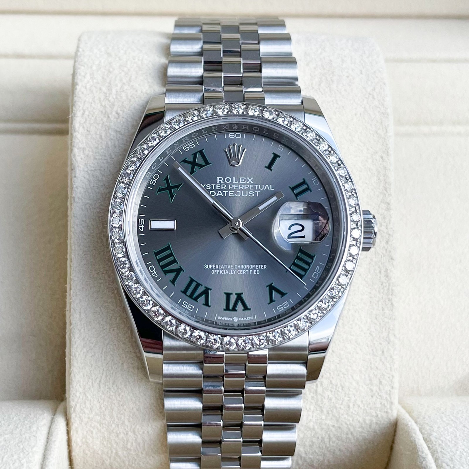 Rolex Datejust 36mm Wimbledon Full Set 2025 UNWORN 126200 Diamond Bezel
