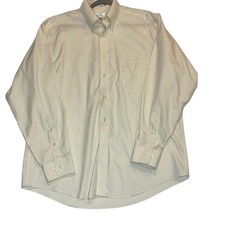 ENRO 80s 2 ply non-iron pinpoint cotton mens dress shirt button cream 16.5 34 35