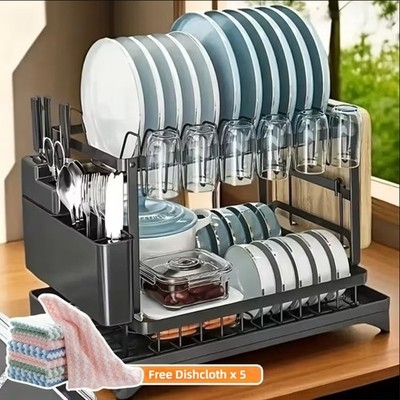 TwoTier Kitchen Countertop Shelf Two-Tier Dish Rack Rust-Proof Kitchen Dish Rack