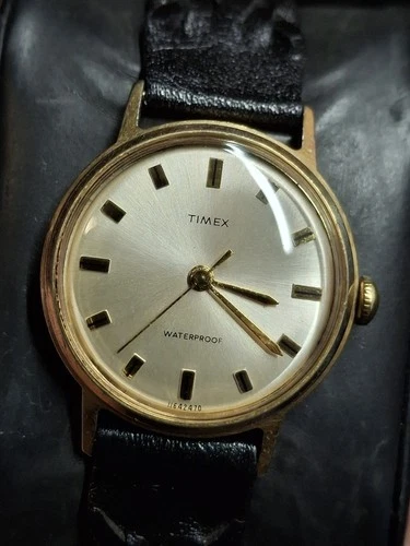 Timex Sprite 1970 Gold Tone Mens Vintage 1970s Mechanical Handwind Watch...