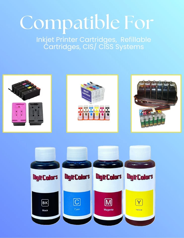 2x100ml Premium Refill Bulk Black Ink for All HP Canon Lexmark Printers - Image 3 of 4