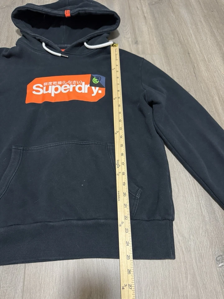 Real SuperDry 连帽衫 L 码套衫抽绳口袋蓝色带参考 — 第 3/4 张图片