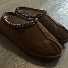 UGG Women  s Brown Suede Slip-On Mule Slippers Round Toe Logo Solid 10M