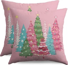 Pink Christmas Pillow Covers 18x18 Inch Set of 2 18" x (Pack 2), 