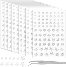 10 Sheets 800Pcs 3D Star Gem Stickers Self Adhesive Silver Stars Sticker Jewels