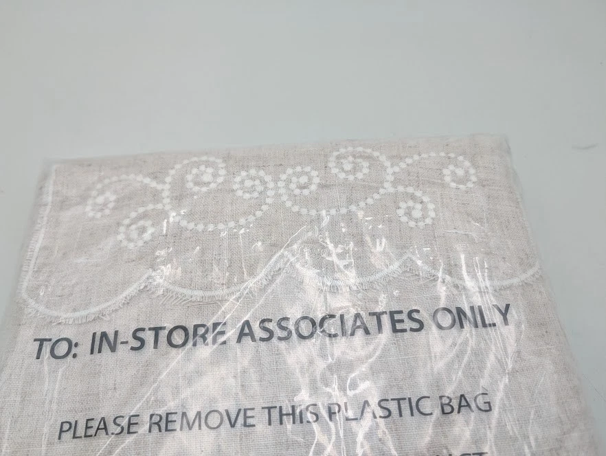 Lenox French Perle Linen Blend Tablecloth Off White 60 x 102 Embroidered Oblong - Image 3 of 4