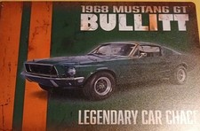 Blechschild Ford Mustang GT 1968 "Bullitt" Legendärer Car Chace. Neu!