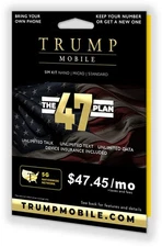 Trump Mobile SIM Card – “The 47 Plan” Wireless Service eSIM/Physical SIM (BYOD)