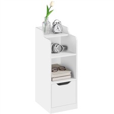 Comodino Stretto con Cassetto Ripiano Piccolo e 2 Scomparti Aperti per Soggiorno