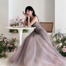 Charming Beads Evening Dress Square Collar sleeveless Prom Party Gown Customized