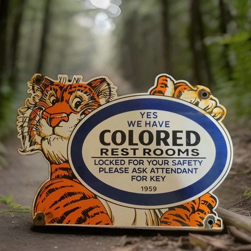 Vintage Esso Gasoline Porcelain Sign 1959 Restroom Key Gas Station Attendant Key