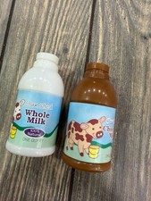 Vintage Play Kitchen Replacement Milk  Chocolate Milk Bottles 3" Plastic Toy Se