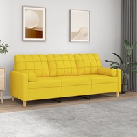 3-Sitzer Sofa Stoff Hellgelb 180 Cm Mit Zierkissen